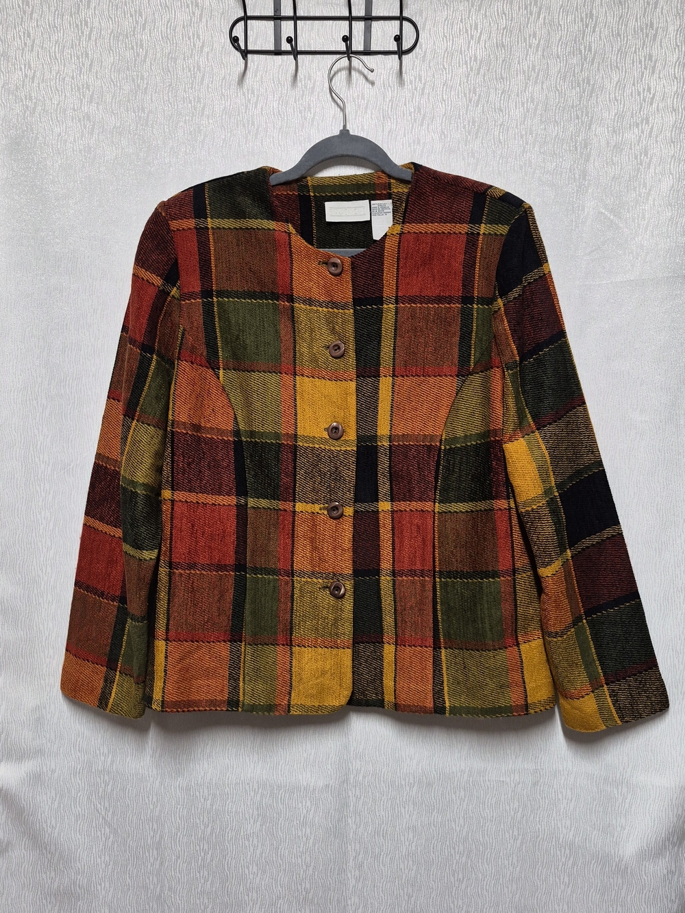 Studio C Vintage Plaid Jacket Size 16 Fits Like Large L 12-14 Woven Autumn Top